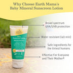 Earth Mama Baby Mineral Sunscreen Lotion SPF 40 | Non-Nano Zinc, Natural Water Resistant Sun Cream for Babies, Kids & Adults, 3-Ounce (2-Pack)