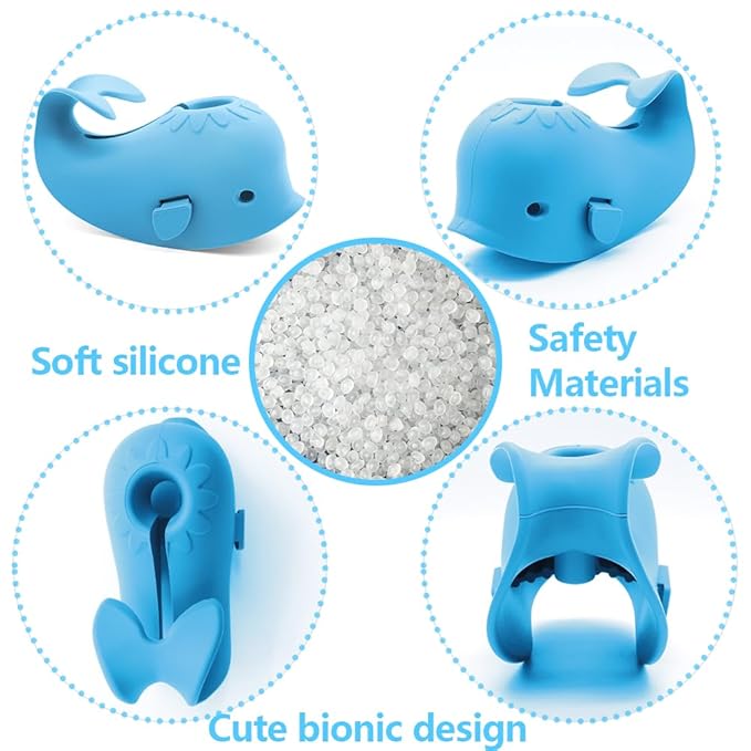 Baby Bathtub Faucet Cover, Baby Safety Protection Silicone Toys, Bath Spout Cover Baby Bathtub, Faucet Cover Baby Bathtub Silicone Whale for Kids, Toddler, Infant, Gifts for Children