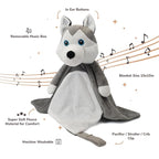 Love By Emi Baby Music Lovey Grey & White Husky, Baby Sleep Soother for Crib & Cuddle Bedtime, White Noise with Heartbeat & Lullaby, Plush Sound Toy, Stuffed Animal for Newborns, Infants & Toddlers