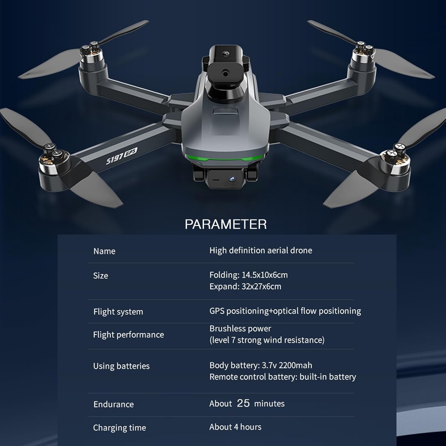 S197 foldable drone HD camera with screen fixed height hovering one key takeoff and landing 3 batteries safety aerial photography toys indoor and outdoor remote control quadcopter