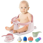 Baby Bath Seat for Babies 6 Months & up,3 Baby Bath Toys, Non-Slip Baby Bath Seat, Safe & Comfortable Baby Bath Support, Pink