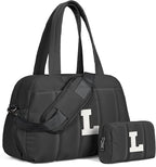 Women Duffle Bag with Initial, 20s Women Gift-Personal Item Travel Bags，Gym Bag with Wet Pocket，Lightweight Travel Bags Personalized Tote with Makeup Pouch