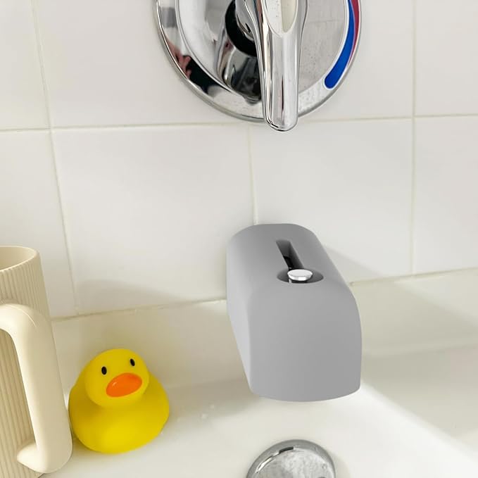 Bathtub Faucet Cover, Soft Silicone Bath Faucet Cover for Kids, Bath Spout Cover for Tub, Faucet Cover for Bathtub Safety, Toddler Bath Tub Water Spout Cover, Universal Fit (Grey)