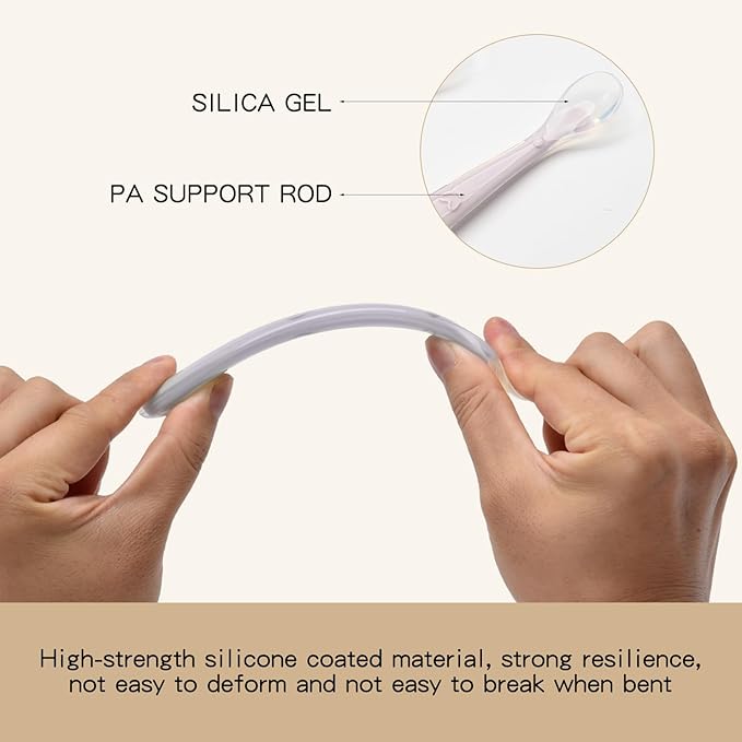 Silicone Baby Spoons for Baby Led Weaning, Spoons with Storage Box，Feeding Spoons for First Stage Baby Dishwasher Safe (pink)