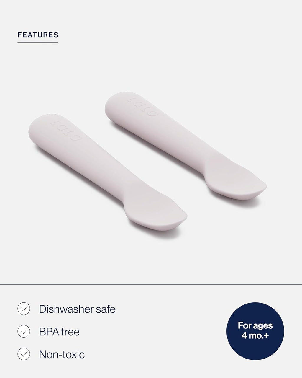 Lalo 2-Piece Baby Spoons Set - Lavender Silicone, Dishwasher Safe, Ages 4 Months+