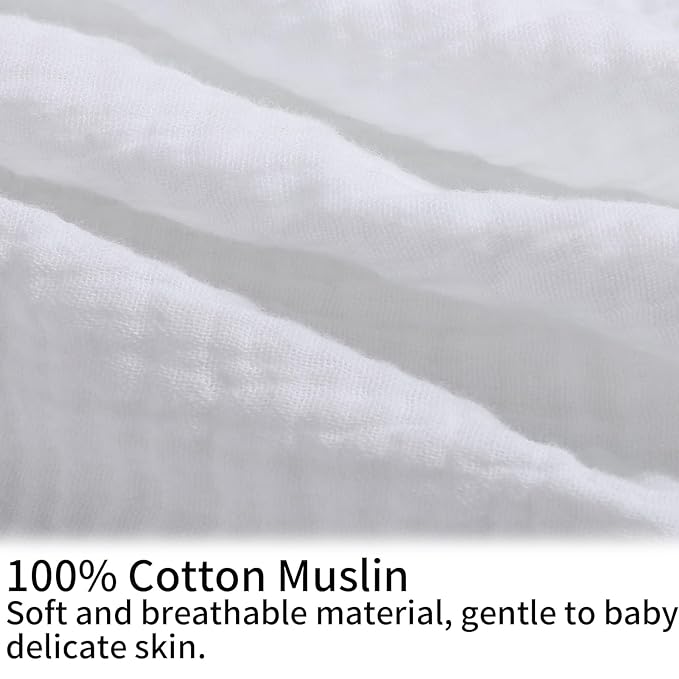 Onacosht Muslin Nursing Pillow Cover Soft 100% Cotton Feeding Pillow Slipcover Fits Standard Infant Nursing Pillow for Boy and Girl, White