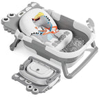TPN Collapsible Baby Bathtub, Baby Bath Tub with Soft Cushion & Real-Time Thermometer, Baby Bathtub Infant to Toddler Tub (0-36 Months), Portable Travel Baby Tubs for Newborns (Grey)