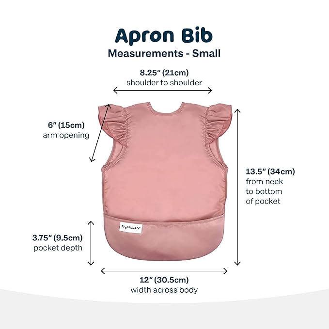 Tiny Twinkle Mess Proof Baby Bib - Waterproof & Lightweight Baby-Led Weaning Apron | 100% Recycled Polyester, Easy Clean & Machine Washable (Taupe, Small 6-24 Months)