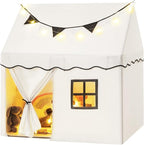 INFANS Kids Play Tent with Washable Mat Star Light Windows, Anti-Trip Large Playhouse Toys for Children Boys Girls, Indoor Outdoor Princess Tents Castle for Toddlers (Black- Wide Door)