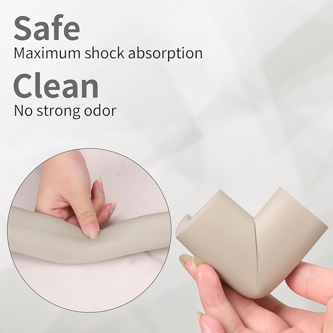 2 Pack L Shape Extra Thick Furniture Table Edge Protectors Foam Baby Safety Bumper Guard 16.4 Ft, Hearth Cushion, for Table, Fireplace, Countertop(with 8 Corners) (Gray)