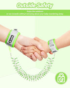 Dr.meter Anti Lost Wrist Link, 2 Pack Toddler Safety Leash with Key Lock, Reflective Child Walking Harness - Dual 8.2ft Length Blue & Green Kids Leash for Supermarket Mall Airport Amusement Park Zoo