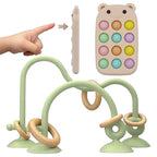 Baby High Chair Suction Toys Teething Chew - Baby Teething Toys Silicone Teethers Table Toys, Food Grade Silicon for 6 12 18 Months (RPinkBeige)