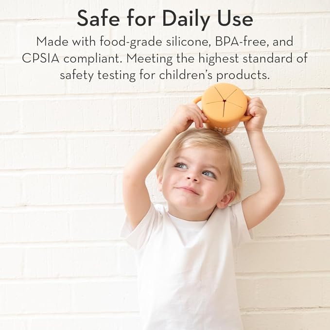 Bella Tunno Snack Cups for Toddlers, Silicone Spill Proof Food Container with Lid, Babies & Kids 6-12 Months, Snaccidents