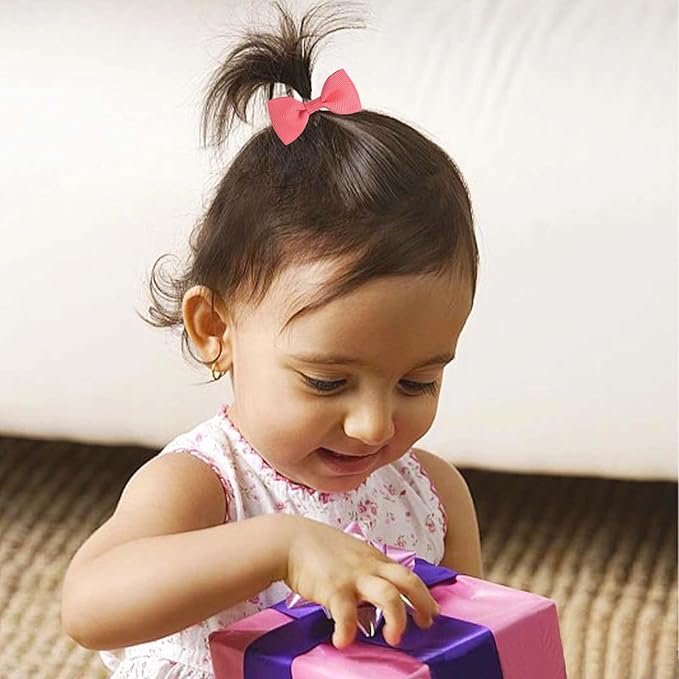 40pcs baby hair ties with Bows Elastic Ponytail Holders Small Hair Accessories for Kids Toddlers Infants. (Mixed color 1)