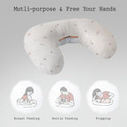 Little Grape Land Muslin Nursing Pillow, Soft 100% Cotton Breastfeeding Pillow with Breathable Cotton Removable Cover, Fog Flower Breast Feeding Pillows for Babies 0-12 Months with Protective Zipper