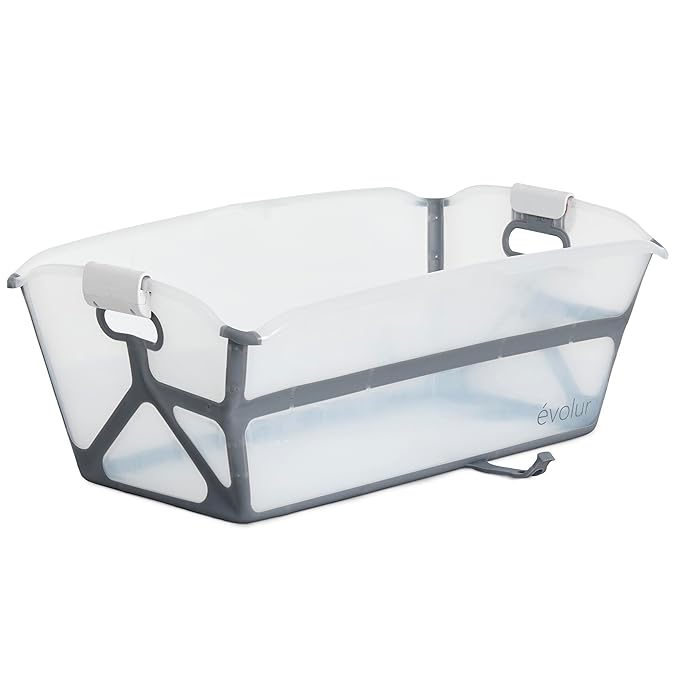Evolur Supple Baby Spa Bath Tub – Foldable Portable Bathtub with Transparent Safety View for Newborns & Infants, Compact Travel Baby Bath Essentials