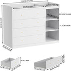 Nursery Dresser Changing Table Dresser with Changing Top Diaper Changing Station with 5 Drawers and 3 Shelves for Children's Room，White