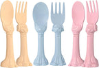Made in USA Spoon la la Toddler Utensils Set - 6 Pack (3 Spoons & 3 Forks for Kids) - Self-Standing 3D Ergonomic Cat & Dog Handles - BPA-free, Dishwasher Safe, Baby Silverware (Pink, Blue, Yellow)