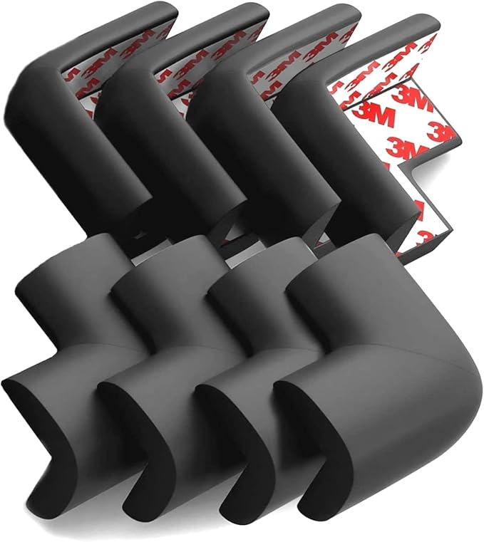 8-Pack Corner Protector Baby To Baby Proof Corners And Edges; Table Corner Covers Baby Safety, Soft Rubber Foam Cushion Corner Guards, Child Proofing Pads, Table Corner Protectors For Furniture, Black