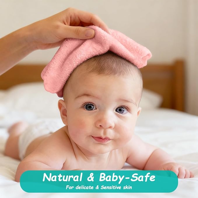 HOMEXCEL Baby Washcloths 12 Pack-Microfiber Coral Fleece Baby Bath Face Towel 7 x 9 Inch Extra Absorbent Soft Burp Cloth and Wash Cloths for Newborn-Infants and Toddlers-Gentle On Sensitive Skin,Pink