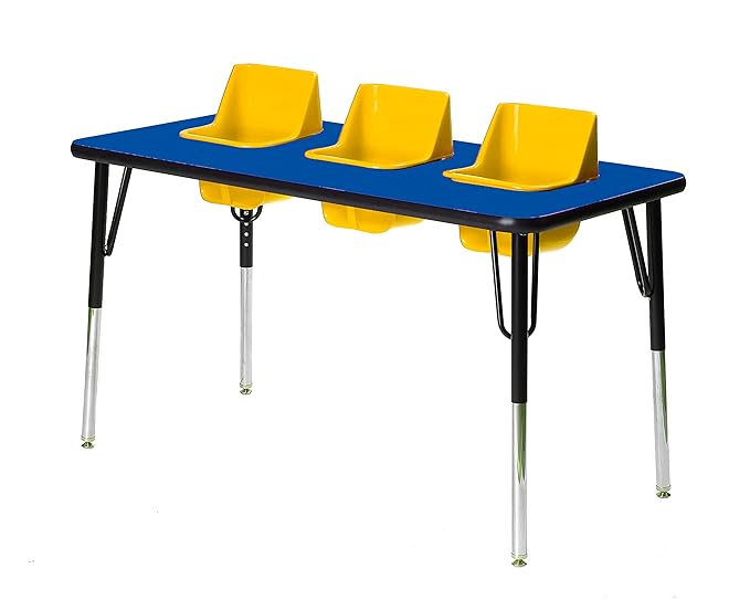3-Seat Feeding Table (Blue Top, Yellow Seats, Black T-Mold)