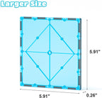 Bmag 4 Piece Magnetic Tiles Large Square, Magnet 3D Building Blocks Expansion Set for Kids, STEM Preschool Learning Kit Educational Playset Construction Toys for Boys Girls Ages 3+