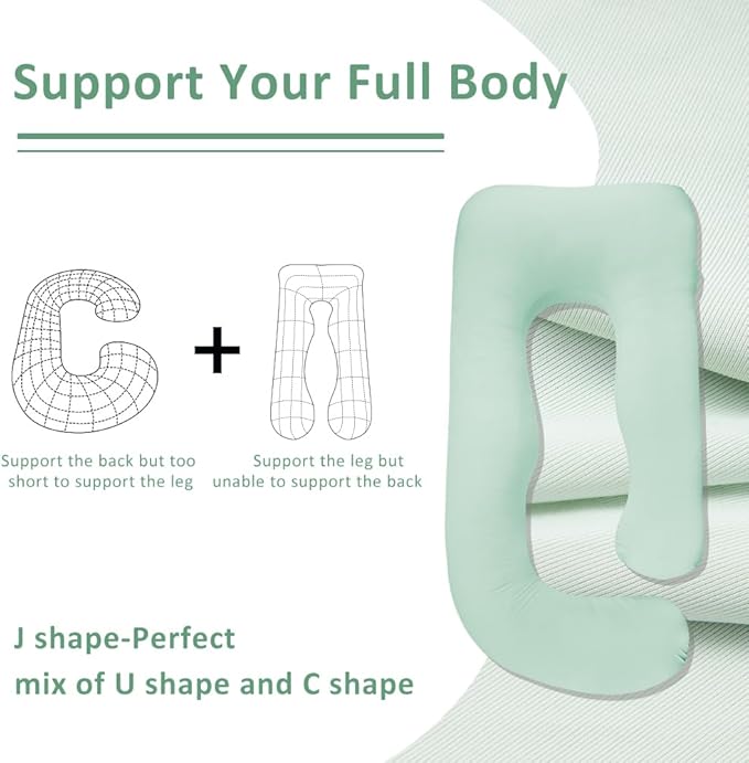 Chilling Home Pregnancy Pillow, Cooling Pregnancy Pillows for Sleeping,Full Body Pillow for Adult,Maternity Pillow for Pregnant Women 63 inch, Pregnancy Must Have with Removable Cover, Mint Green