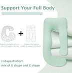 Chilling Home Pregnancy Pillow, Cooling Pregnancy Pillows for Sleeping,Full Body Pillow for Adult,Maternity Pillow for Pregnant Women 63 inch, Pregnancy Must Have with Removable Cover, Mint Green