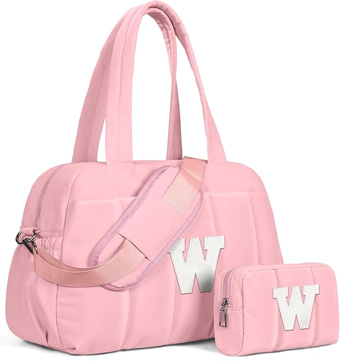 Duffle Bag for Travel, Weekender Bags for Women，Trendy Gifts for Women-Initial Overnight Bag with Wet Pocket，Lightweight Travel Bags Personalized Gym Tote with Makeup Pouch