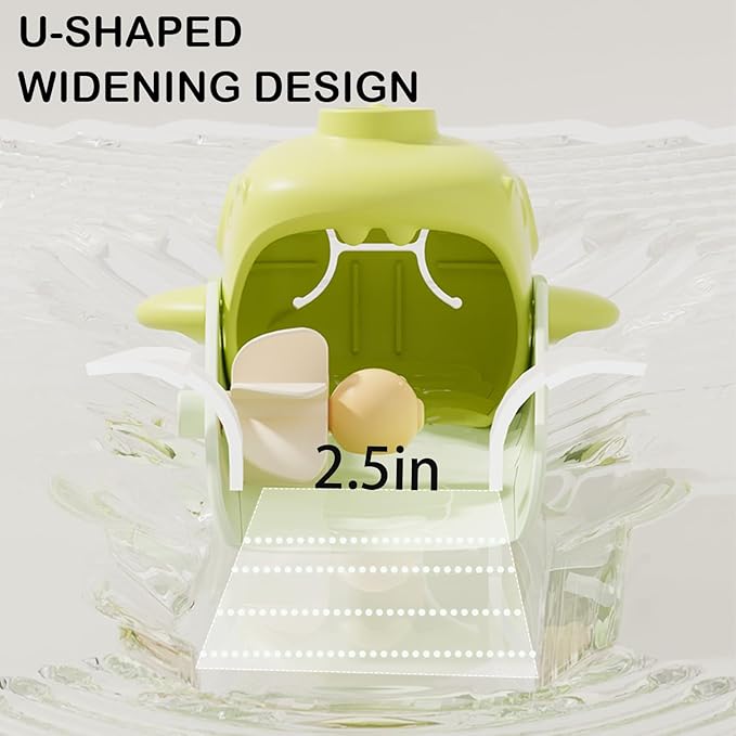 Children's Bathroom Faucet Extender, Cute Shark Design, Temperature Sensitive, Light Green, Silicone, Water Flow Extender with Splash Guard