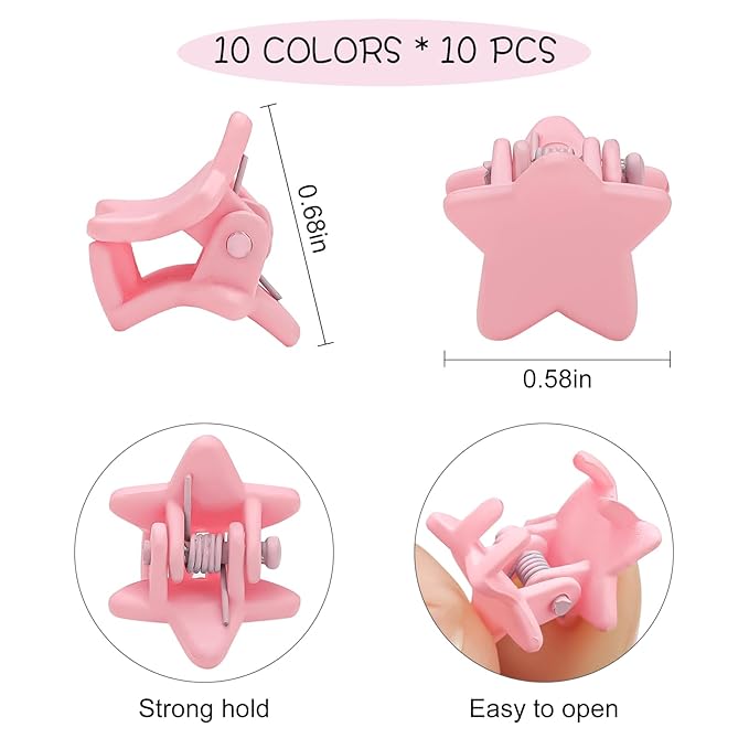 Mini Star Hair Clips, Baby Hair Clips Mini Claw Clips Cute Jaw Clips Hair Pins Hair Barrettes Toddler Hair Accessories for Women Girls Kids Teens 100Pcs Colorful