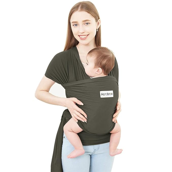 Acrabros Baby Wrap Carrier,Hands Free Baby Carrier Sling,Lightweight,Breathable,Softness,Perfect for Newborn Infants and Babies Shower Gift,Dark Grey