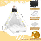 6 Pcs Kids Teepee Tent Bulk with Light String Inflatable Airbed Bedding Fitted Sheet and Markeable Small Blackboards for Boys Girls Indoor Outdoor Slumber Party (White)