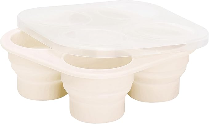 Lulyboo Silicone Foldable and Portable Baby Food Freezer Tray with Lid, Storage Container for Homemade Baby Food, Veggie & Fruit Purees, Ivory