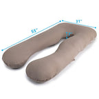 QUEEN ROSE Cooling Pregnancy Pillows, Maternity Pillow for Sleeping, 55in U Shaped Body Pillow for Pregnant Support, with Removable Silky Cover, Beige
