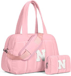 Duffle Bag for Travel, Weekender Bags for Women，Initial Overnight Bag with Wet Pocket，Lightweight Travel Bags Personalized Gym Tote with Makeup Pouch-Gift for Daughter 14 15 16 17 18 Year Old