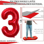 GOER Number 30 Balloons for 30th Birthday Party Decorations,42 Inch Jumbo Foil Helium Balloons for 30th Anniversary (Red)