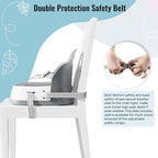 Baby Booster Seats, Toddler Booster Seat for Dining Table with Adjustable Straps, Portable Compact Portable Baby Chair for Dining and Travel (Grey)