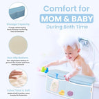 Bath Kneeler and Elbow Rest Pad Set, Premium Gift for Expecting Moms, Non-Slip Thick Kneeling Pad, Knee Saver with Toy Organizer (Large, Blue)