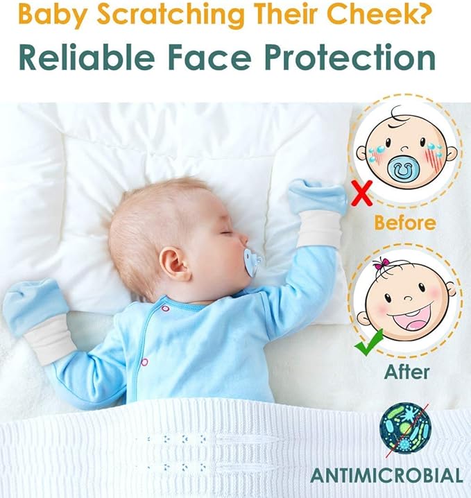 Newborn Baby Mittens Anti Scratch Baby Mittens No Scratch Mittens Baby Gloves for 0-6 Months Boys Girls(6 Pairs)