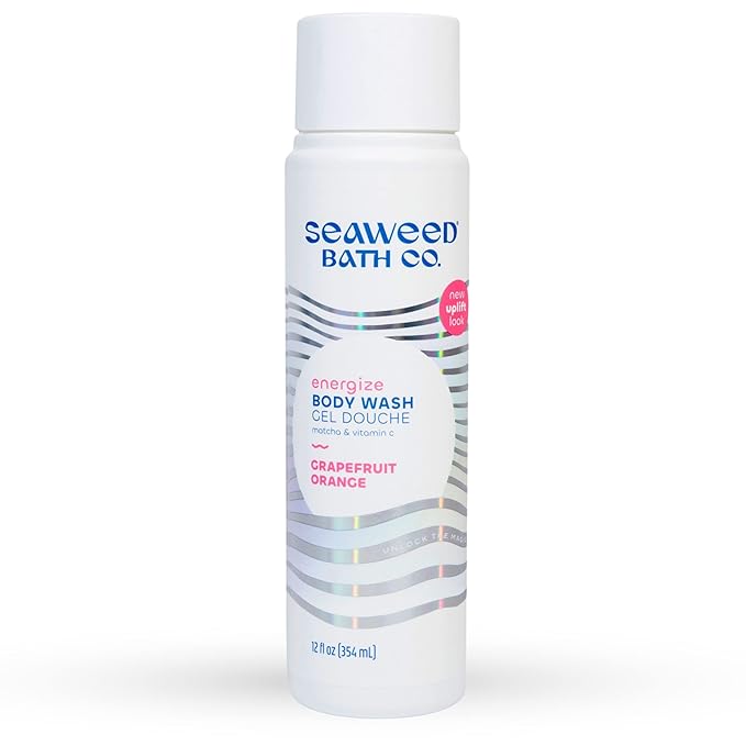 Seaweed Bath Co. Energize Body Wash, Grapefruit Orange Scent, 12 Ounce, Shower Gel for Men & Women, Vegan, Paraben Free, Sulfate Free, Cruelty Free