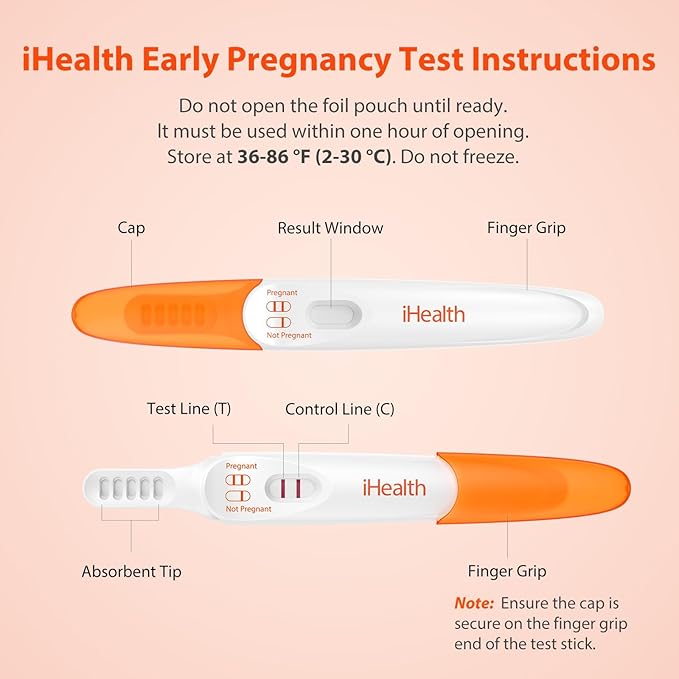 iHealth Early Pregnancy Test 2-Pack, Ultra-Sensitive Detection, Over 99% Accurate. Get Reliable Results 6 Days Before Your Missed Period. Easy at-Home HCG Fertility Test Kit, Individually Wrapped