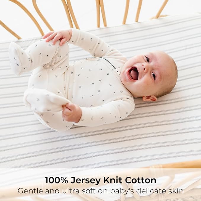 Ely’s & Co. Changing Pad Cover, Diaper Changing Table Sheets, 2 Pack, Cradle Sheet Set for Baby Boys, 100% Jersey Knit Cotton, 32”x16”x5” Blue Dragonfly + Stripe Collection