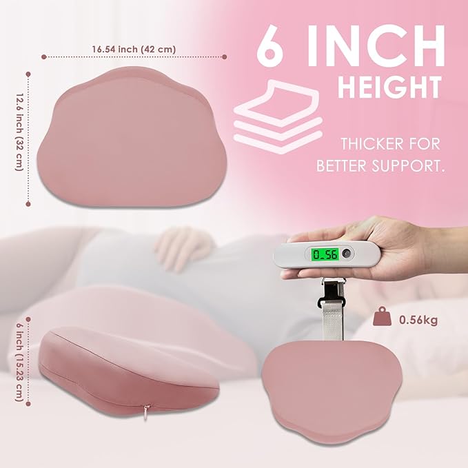 Chilling Home Portable Pregnancy Pillow for Sleeping-Memory Foam Maternity Pillow for Pregnant Women-Travel Wedge Body Pillows-Support for Back, Belly, with Removable Ruby Red,Cooling Cover