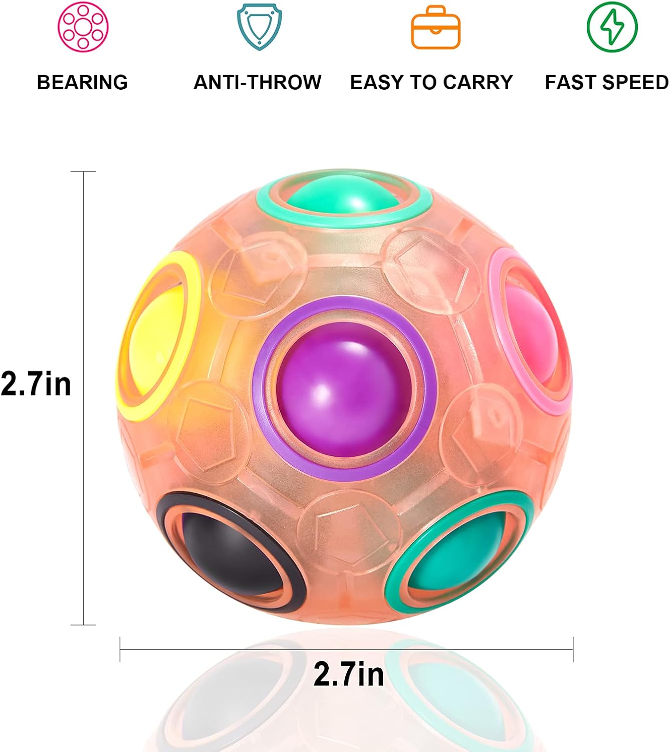 Vdealen Magic Rainbow Puzzle Ball, Fidget Ball Puzzle Brain Teaser Fidget Toy for Boys & Girls- Birthday Party Easter Valentines Day Christmas Stocking Stuffers for Kids Teen & Adults-2 Pack