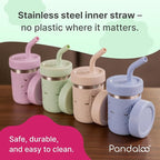 Pandaloo® Smoothie Cups for Kids - Stainless Steel Toddler Tumbler with Straw, Sippy Cup for Smoothies - BPA-Free, Toddler Snack Cups, 10 oz