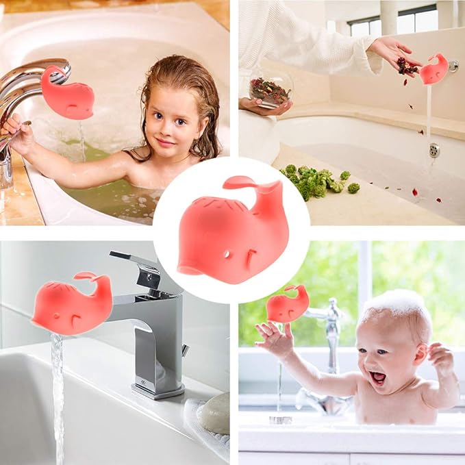 Faucet Cover Bathtub Baby Tub - Bath Spout Cover Baby Bathtub, Faucet Cover Baby Bathtub Silicone Whale for Kids, Toddlers (ALIBEBE)