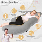 Chilling Home Memory Foam Pregnancy Pillow, J Shape Pregnancy Pillows for Sleeping, Body Pillow for Adults, Maternity Pillow for Pregnant Women, with Velvet Removable Cover, Light Grey
