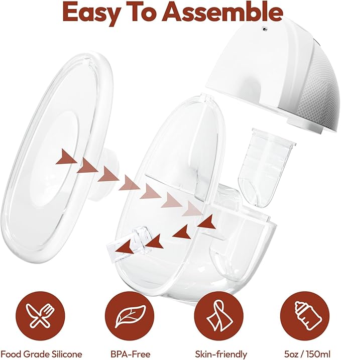 NCVI Hands Free Breast Pump 8131, Wearable Breastfeeding Pump with 4 Modes & 9 Levels, Portable Rechargeable Milk Pump with LED Display, Low Noise & Discreet, 19/21/24 mm Flanges, White