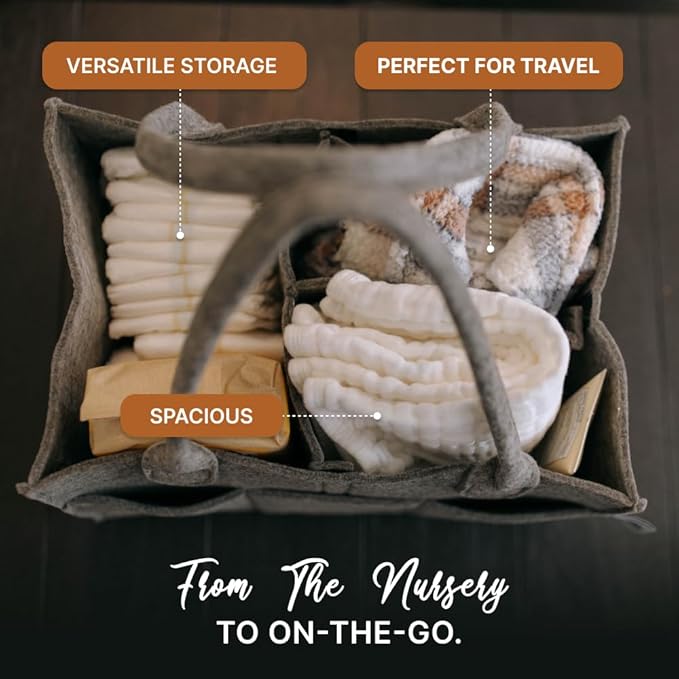 Parker Baby Diaper Caddy - Nursery Storage Bin and Car Organizer for Diapers and Baby Wipes - Charcoal, Regular